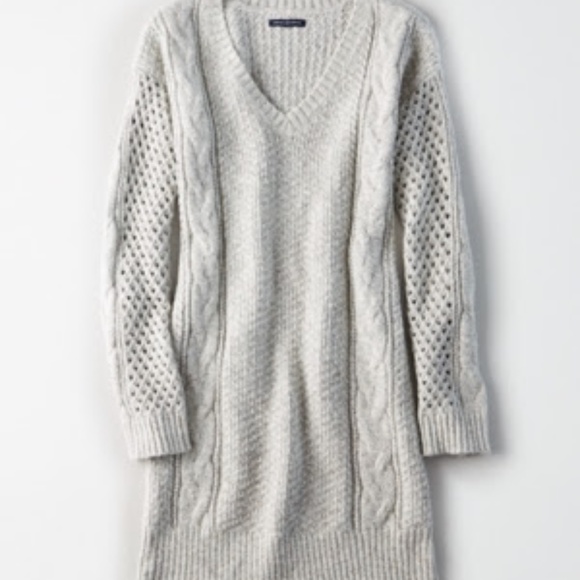 American Eagle Outfitters Dresses & Skirts - AE Light Gray Knit Sweater Dress